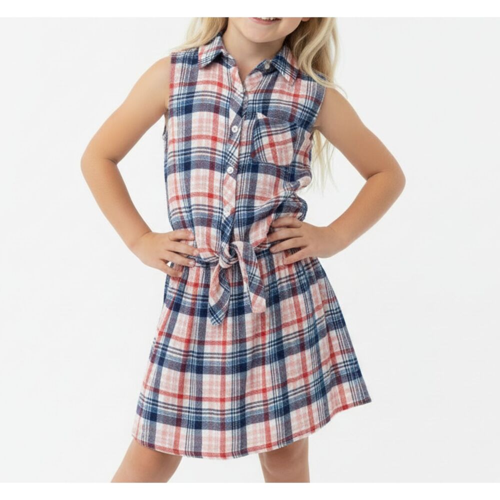 Americana Red White & Navy Plaid Summer Sleeveless Dress C&C California Girls sm